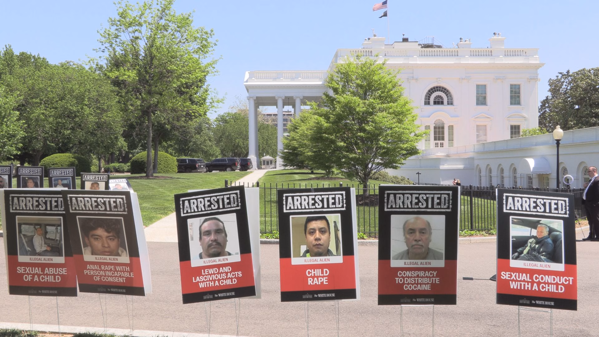 White House Displays Mugshot-Style Pictures, Alleged Crimes of Undocumented Immigrants on Lawn